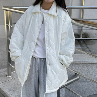 Quilted Color Fleece Fur Down Jacket