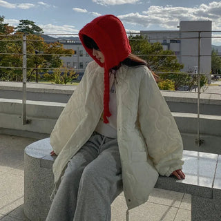Quilted Color Fleece Fur Down Jacket