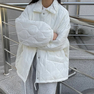 Quilted Color Fleece Fur Down Jacket