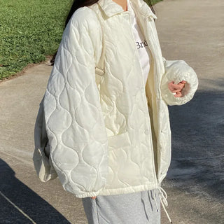 Quilted Color Fleece Fur Down Jacket