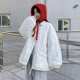 Quilted Color Fleece Fur Down Jacket