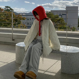 Quilted Color Fleece Fur Down Jacket