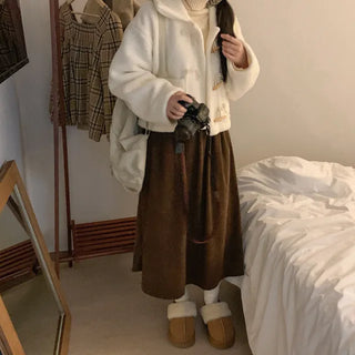 Duffle Button Fur Jacket