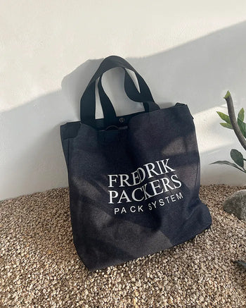 Denim Lettering Big Cross Canvas Bag