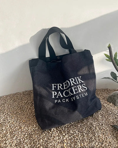 Denim Lettering Big Cross Canvas Bag