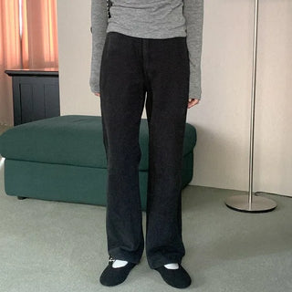 Fleece-lined wide cotton pants