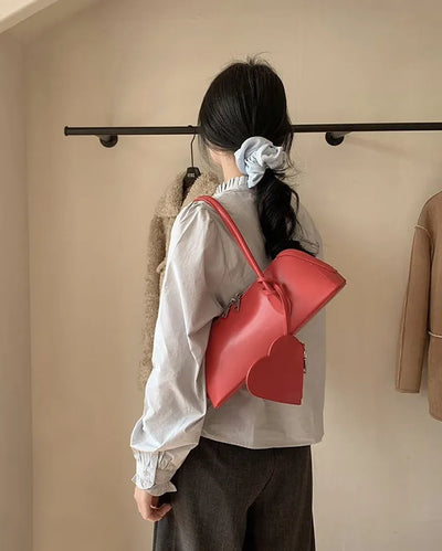 Heart Pouch Square Leather Shoulder Bag