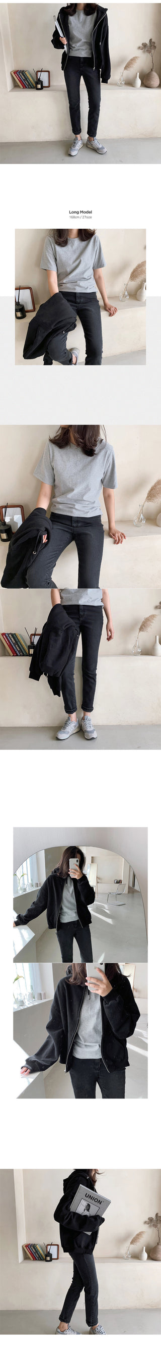 Warm, brushed-back short-sleeved T-shirt (4 colors)