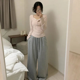 Layered Ribbon Lace Shirring Button T-Shirt
