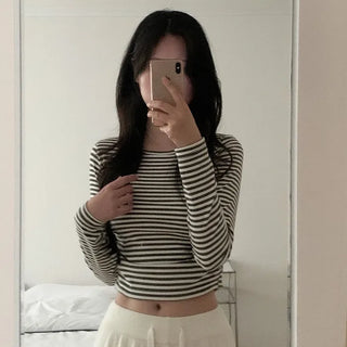 Striped Slim Cropped T-Shirt
