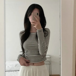 Striped Slim Cropped T-Shirt