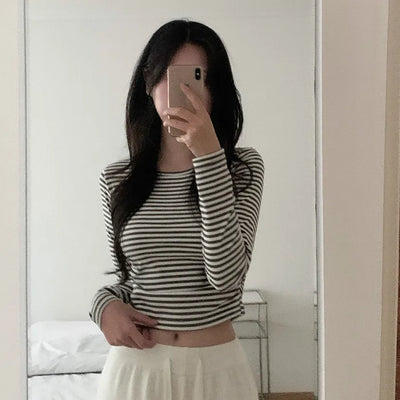 Striped Slim Cropped T-Shirt