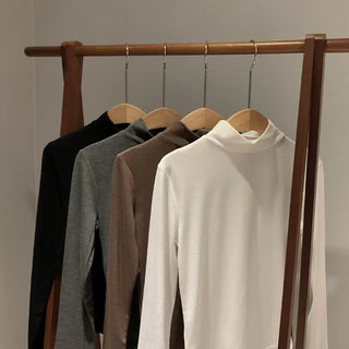 Half-neck side-slit T-shirt