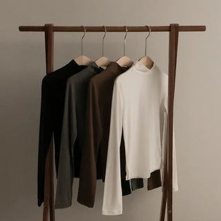 Half-neck side-slit T-shirt