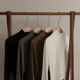 Half-neck side-slit T-shirt