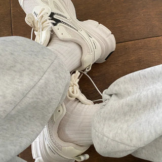 Fleece-lined training elastic string jogger wide pants