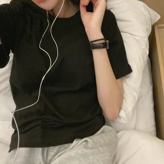 Layered Inner Round Short-Sleeve T-Shirt
