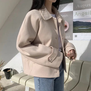 Raglan Loose Fit Collar Short Coat