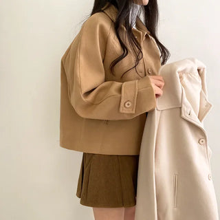 Raglan Loose Fit Collar Short Coat