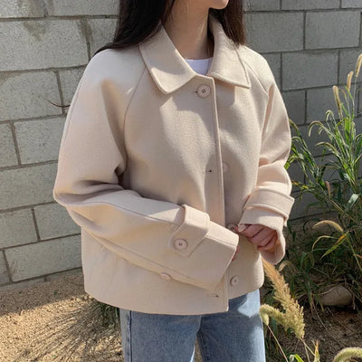 Raglan Loose Fit Collar Short Coat