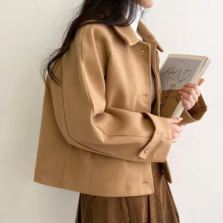 Raglan Loose Fit Collar Short Coat