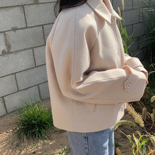 Raglan Loose Fit Collar Short Coat