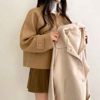 Raglan Loose Fit Collar Short Coat