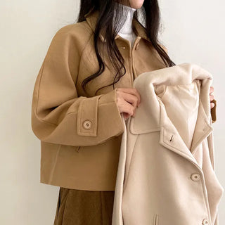 Raglan Loose Fit Collar Short Coat