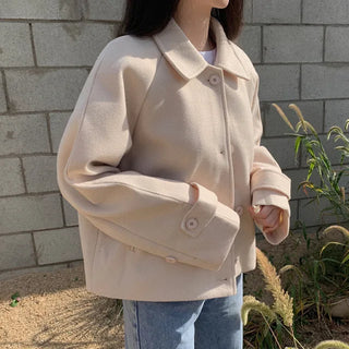 Raglan Loose Fit Collar Short Coat