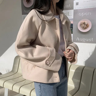 Raglan Loose Fit Collar Short Coat