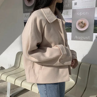 Raglan Loose Fit Collar Short Coat