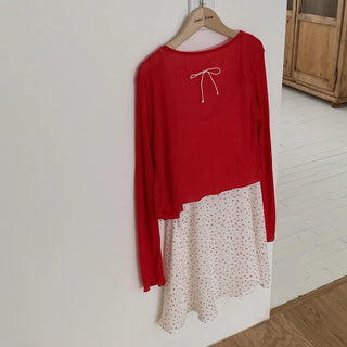 Flower Shirring Ribbon Flare Camisole Dress