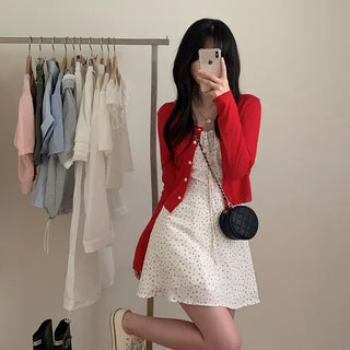 Flower Shirring Ribbon Flare Camisole Dress