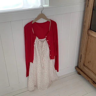 Flower Shirring Ribbon Flare Camisole Dress