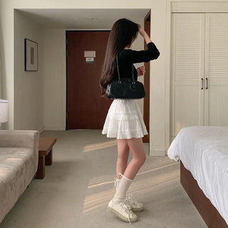 Black Round Ribbon Stitch Knit Cardigan
