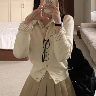 Layered Basic Pastel Knit Cardigan
