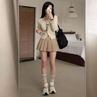 Layered Basic Pastel Knit Cardigan