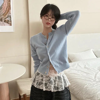 Layered Basic Pastel Knit Cardigan