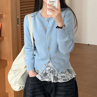Layered Basic Pastel Knit Cardigan