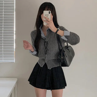 Twisted Grey Round Vintage Cable Knit Cardigan