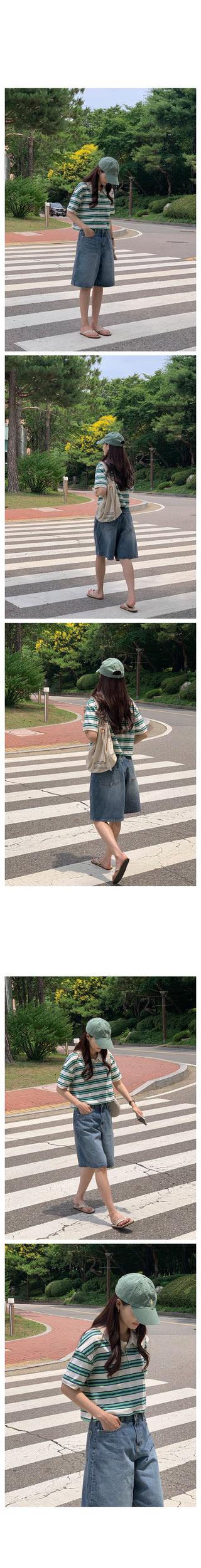 Marine cropped striped polo shirt in 2 colors!