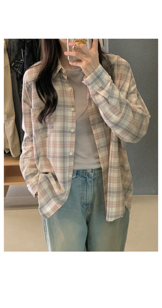 Pastel check shirt in 2 colors!