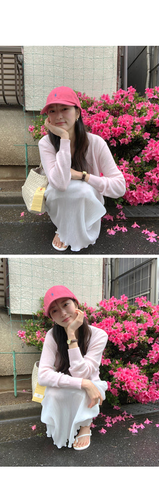 [2 colors] Elastic waist long skirt