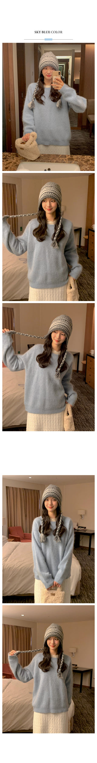 (9 colors) Wool Round Neck Knit