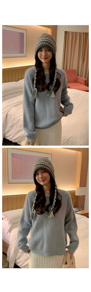 (9 colors) Wool Round Neck Knit