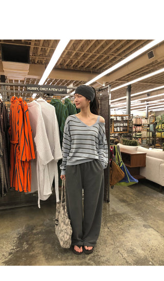 (3 colors) Elastic waist pants