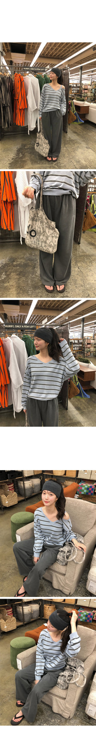 (3 colors) Elastic waist pants