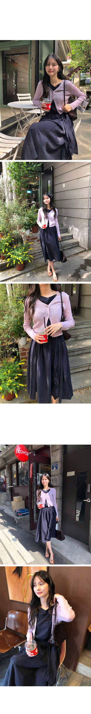 [2 colors] Boat neck long dress