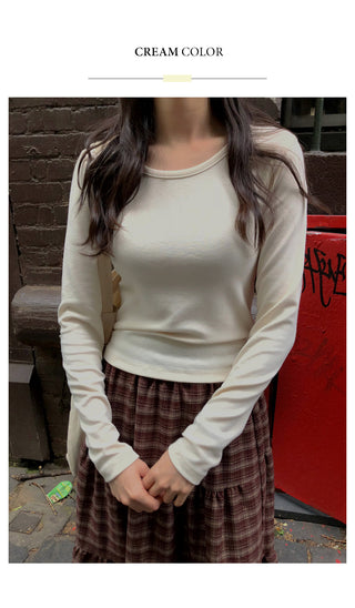 (4 colors) Round neck T-shirt