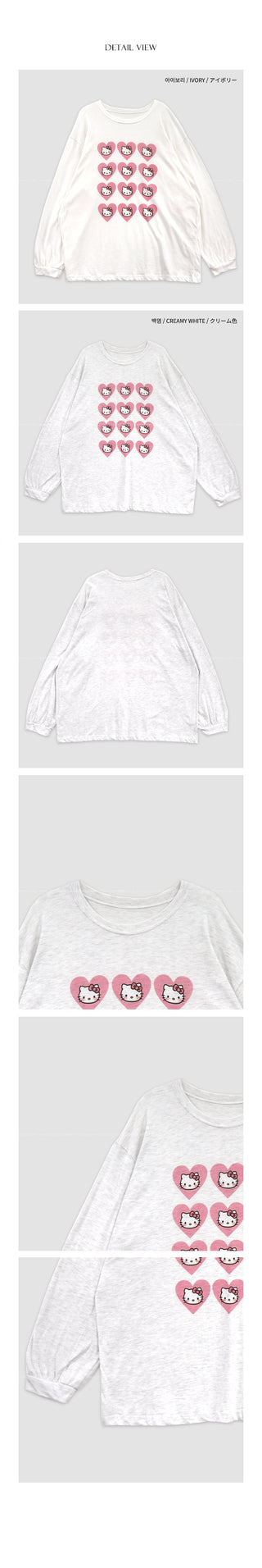 Heart Kitty Oversized Long-Sleeve T-Shirt